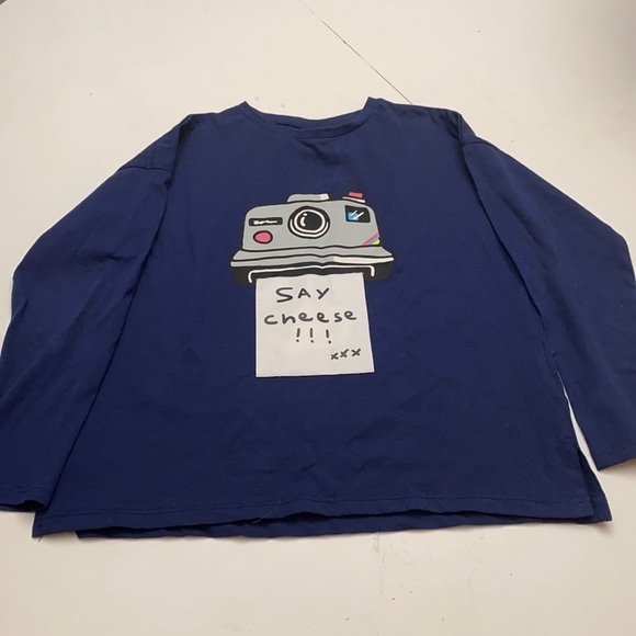 Zara Girls Say Cheese Long Sleeve T-Shirt Size 7 - Picture 1 of 5